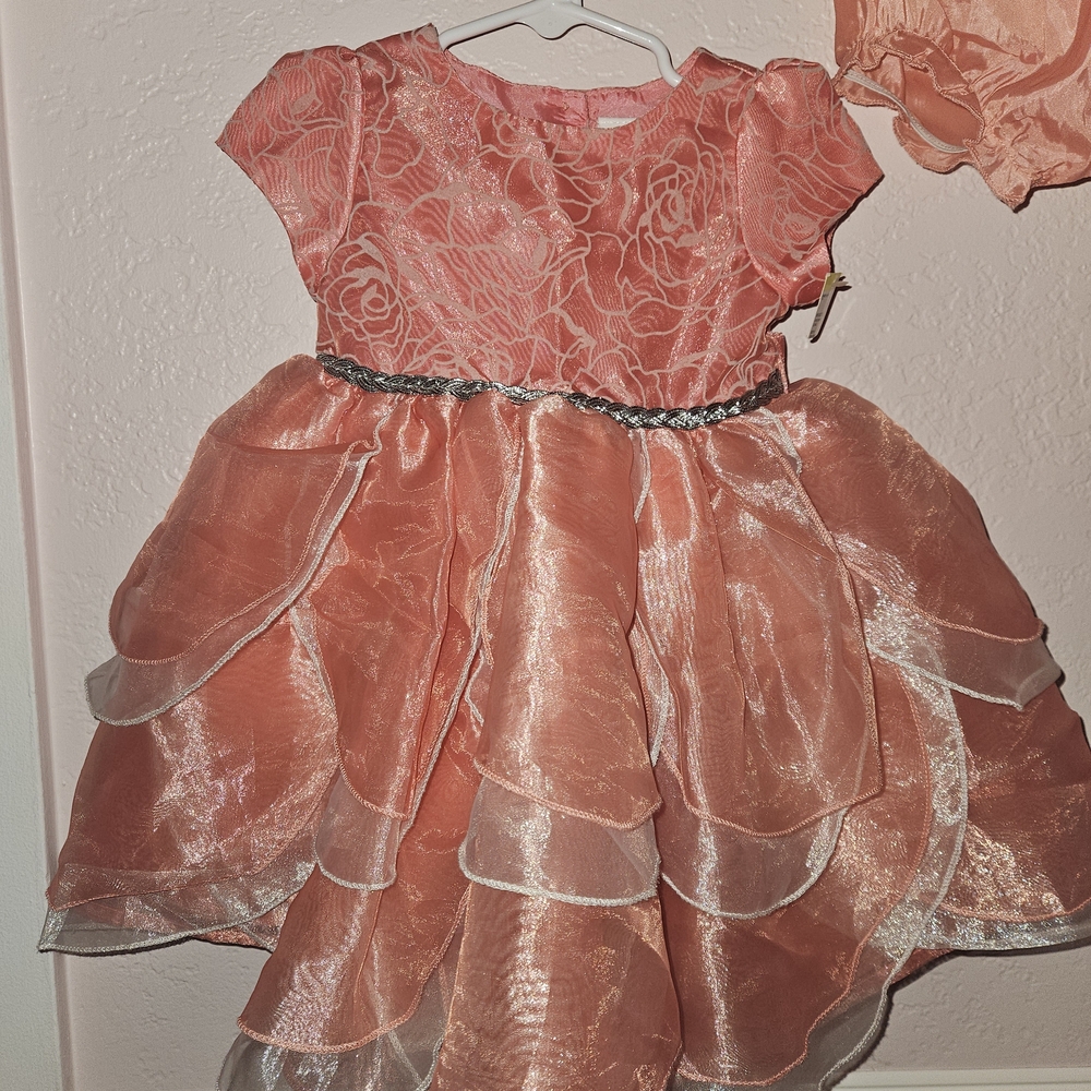 Charming Coral Kids Dress with Bloomers ** FINAL SALE** - Picture 4 of 6